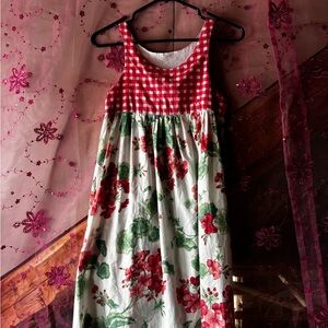 Handmade Red and White Floral Kids cottagecore summer dress